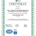 Certyfikat: Quali stosuje System Zarządzania Jakością.
